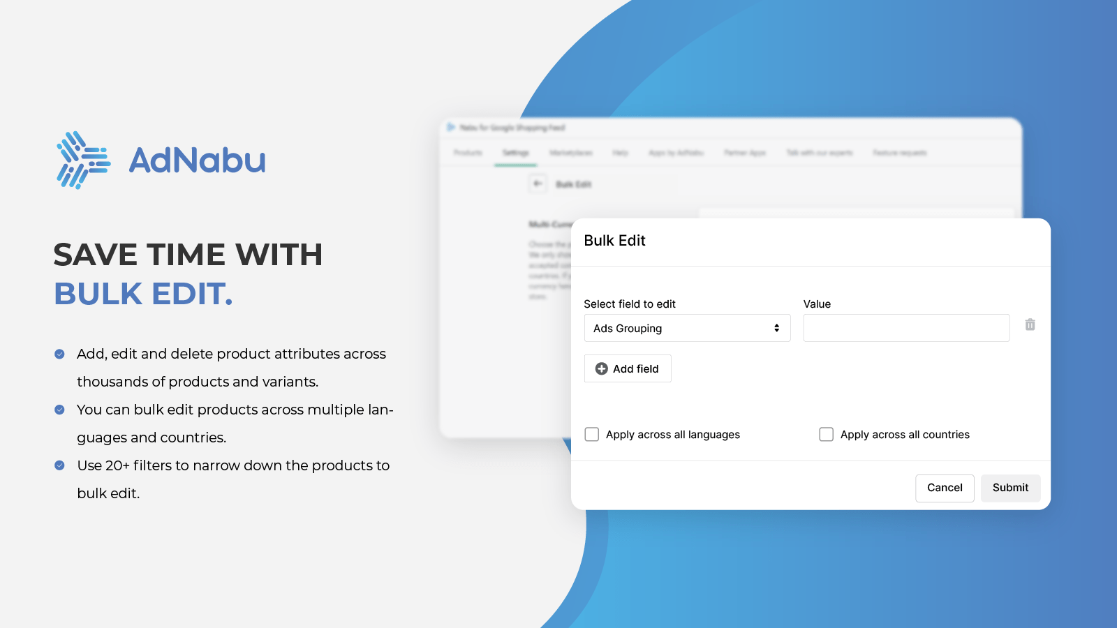 screenshot of AdNabu for Google Shopping